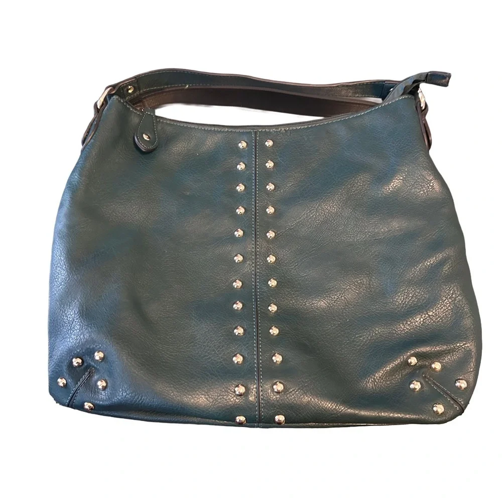 La Diva Rockin’ Teal Studded Hobo Bag